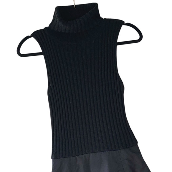 PACO RABANNE | BLACK DRESS RIBBED TURTLENECK SMOOTH QUILTED SKIRT SLEEVELESS XS - Picture 2 of 10